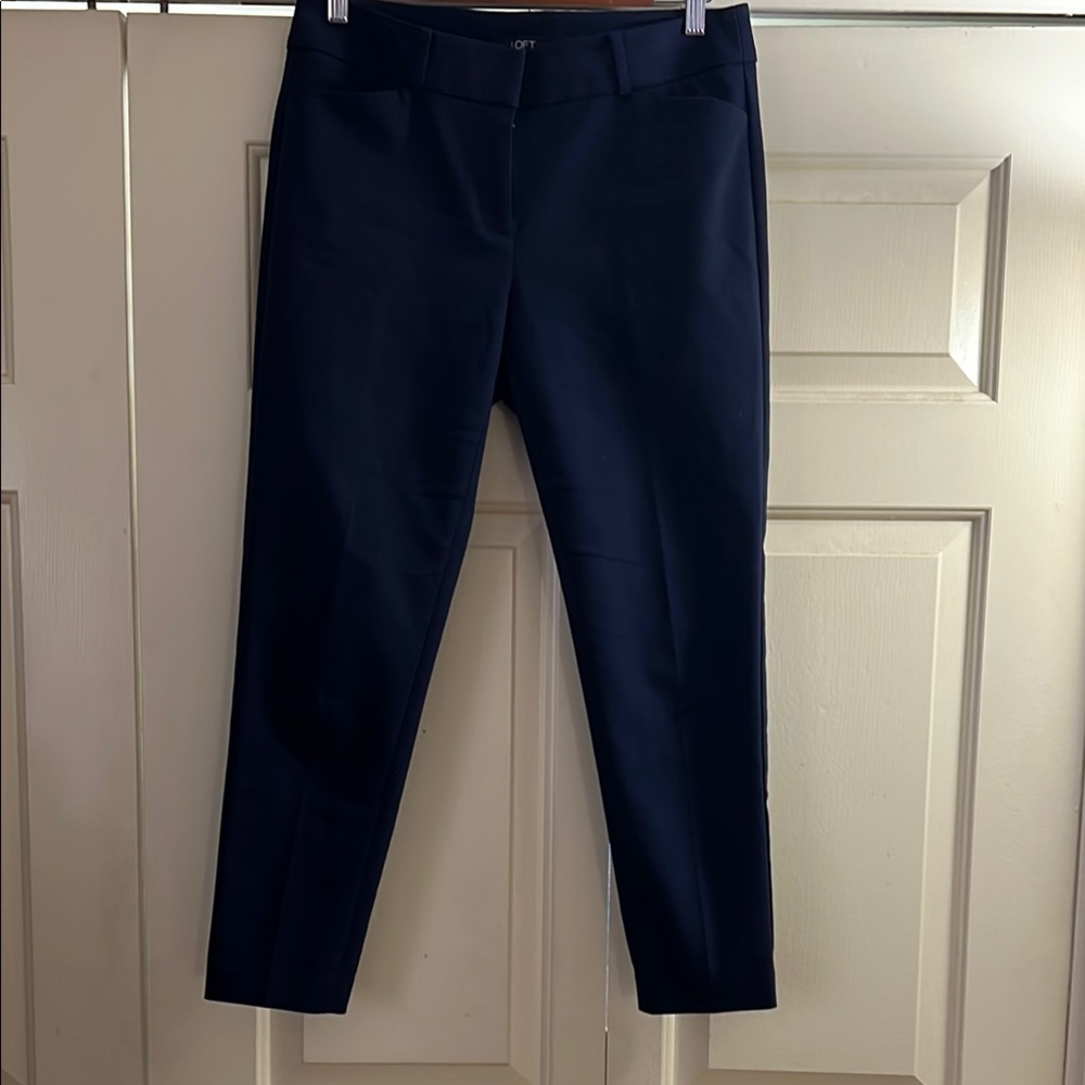 LOFT Julie Skinny Straight Dark Blue Ankle Dressy Pants